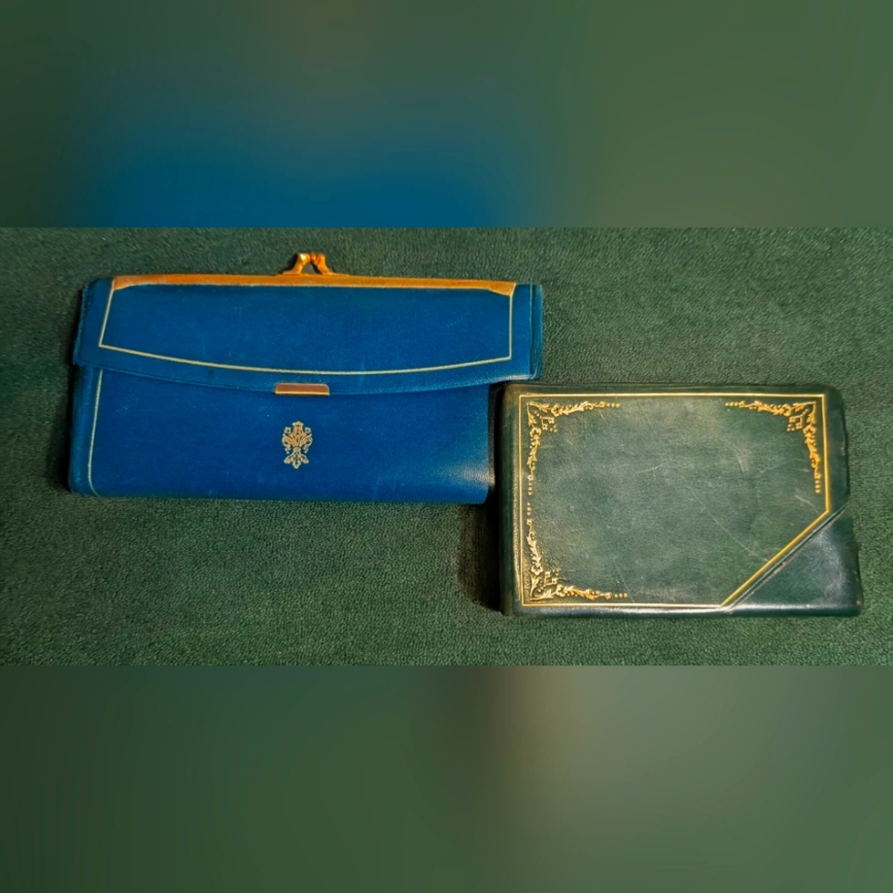 Vintage Michael Angelo Green Leather Wallet & Card Holder